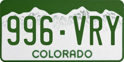 CO license plate 996VRY