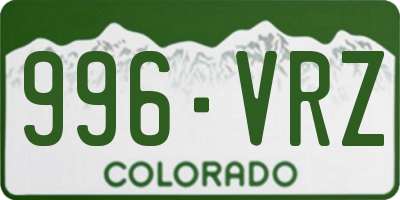CO license plate 996VRZ