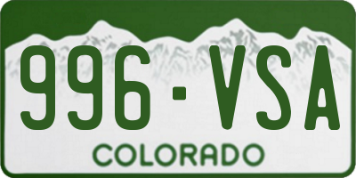 CO license plate 996VSA