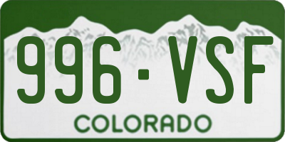 CO license plate 996VSF