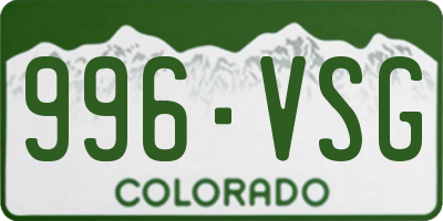 CO license plate 996VSG