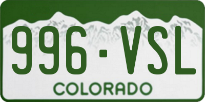 CO license plate 996VSL
