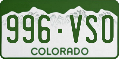 CO license plate 996VSO