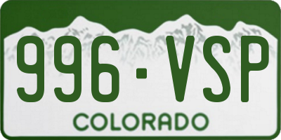 CO license plate 996VSP