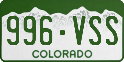 CO license plate 996VSS