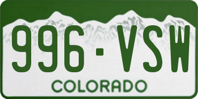 CO license plate 996VSW