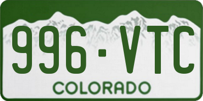 CO license plate 996VTC