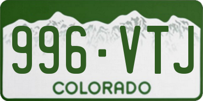 CO license plate 996VTJ