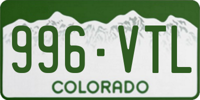 CO license plate 996VTL