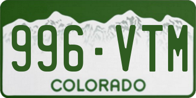 CO license plate 996VTM