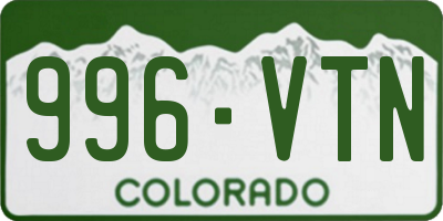 CO license plate 996VTN