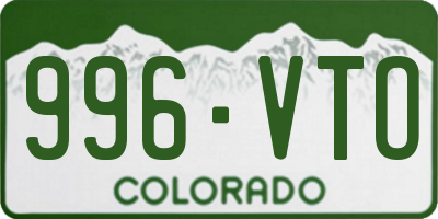 CO license plate 996VTO