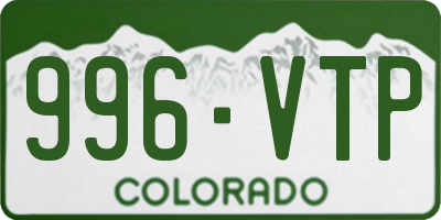 CO license plate 996VTP