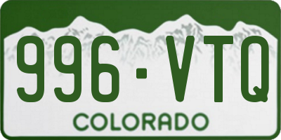 CO license plate 996VTQ