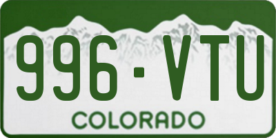 CO license plate 996VTU