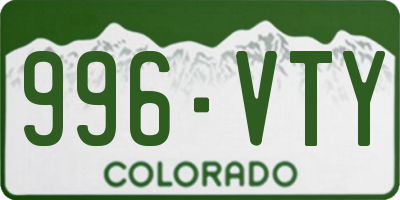 CO license plate 996VTY