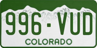 CO license plate 996VUD