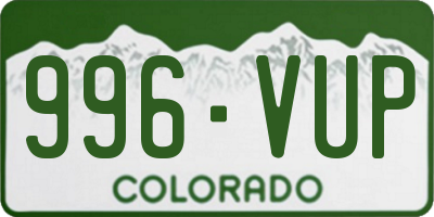 CO license plate 996VUP