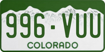 CO license plate 996VUU