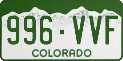 CO license plate 996VVF