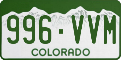 CO license plate 996VVM