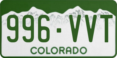 CO license plate 996VVT