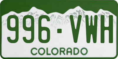 CO license plate 996VWH