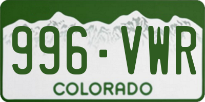 CO license plate 996VWR