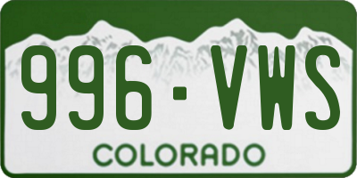 CO license plate 996VWS