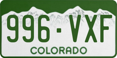 CO license plate 996VXF