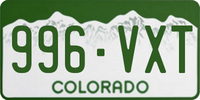 CO license plate 996VXT