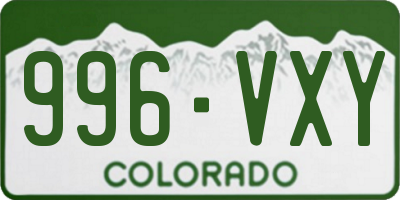 CO license plate 996VXY