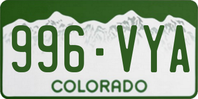 CO license plate 996VYA