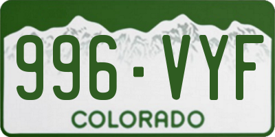 CO license plate 996VYF