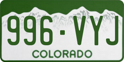 CO license plate 996VYJ