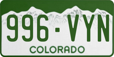CO license plate 996VYN