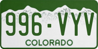 CO license plate 996VYV