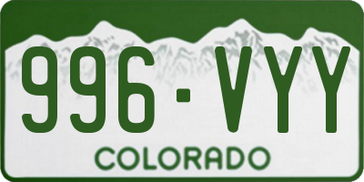 CO license plate 996VYY