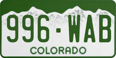 CO license plate 996WAB