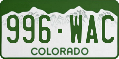 CO license plate 996WAC