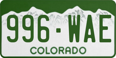 CO license plate 996WAE