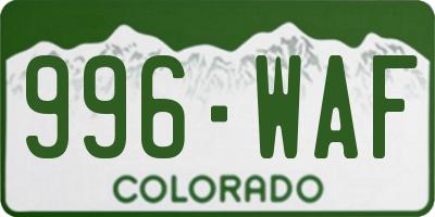 CO license plate 996WAF