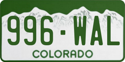CO license plate 996WAL
