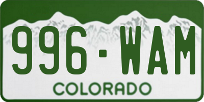 CO license plate 996WAM