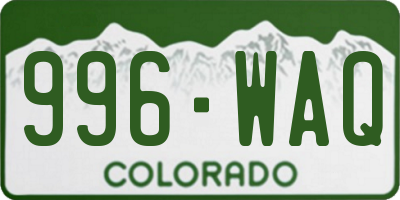 CO license plate 996WAQ