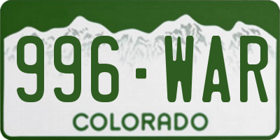 CO license plate 996WAR