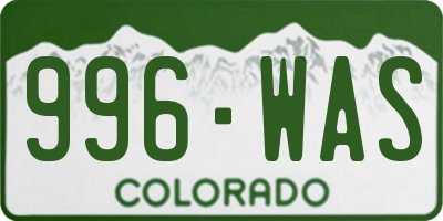 CO license plate 996WAS