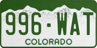 CO license plate 996WAT