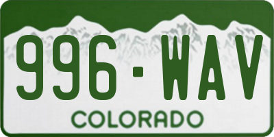 CO license plate 996WAV
