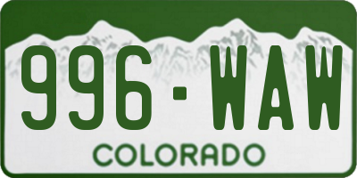 CO license plate 996WAW